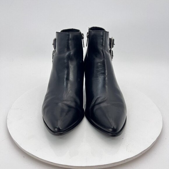 Frye Jennifer Belted Women Size 8M 3476780 BLK Black Leather Side Zip Heel Boot - Picture 2 of 14